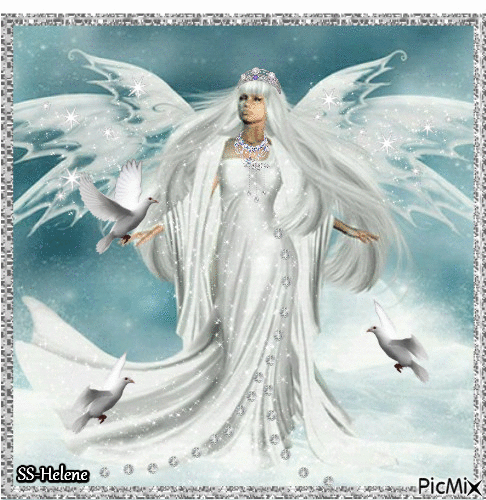 Angel with dowes. - Free animated GIF