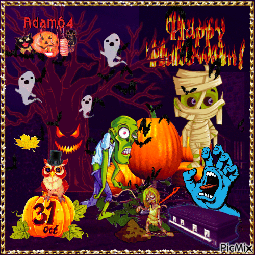 Zombie Halloween - Animovaný GIF zadarmo