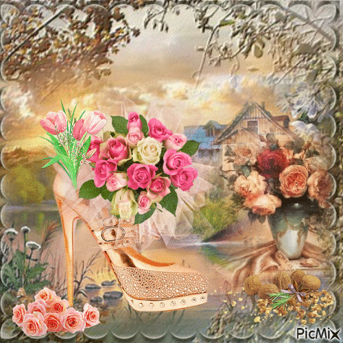 chaussure et fleurs - Darmowy animowany GIF