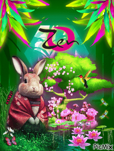 Zen Rabbit - GIF animé gratuit