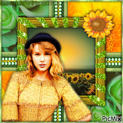 {♦♣♦}Taylor Swift Portait - Yellow & Green{♦♣♦} - Безплатен анимиран GIF