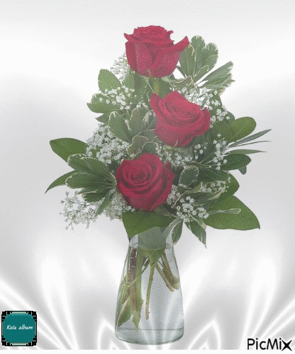 3 rózsaszál - Bezmaksas animēts GIF
