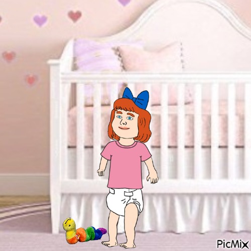 Baby and Inch in pink hearted nursery - PNG gratuit