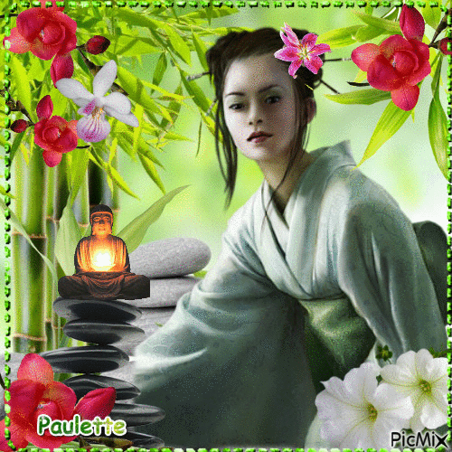 portrait de geisha - GIF animé gratuit