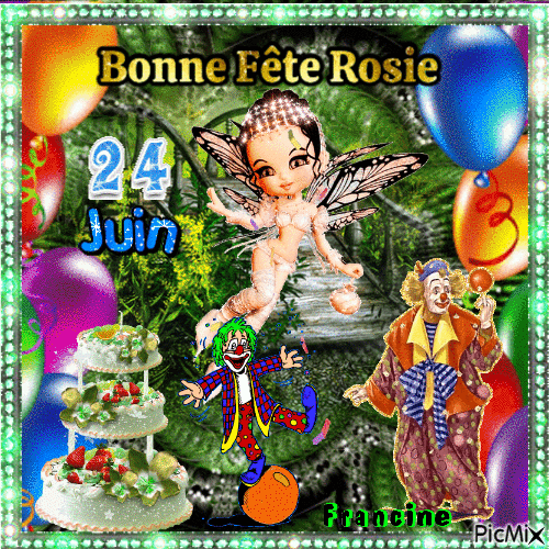 Joyeux Anniversaire a mon amie Rosie ♥♥♥ - Безплатен анимиран GIF