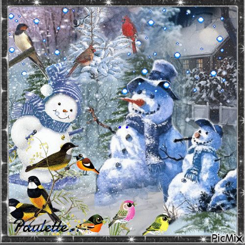 bonhommes de neige - GIF animado gratis