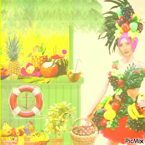 Woman with fruits - nemokama png