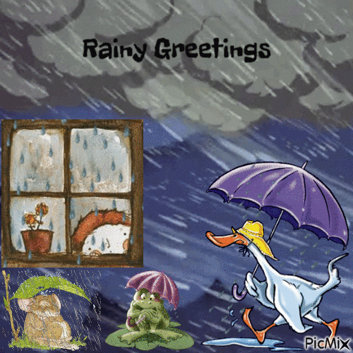 Rainy Greetings - GIF animé gratuit