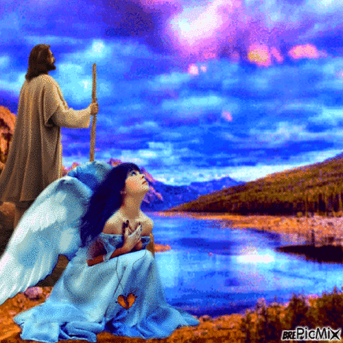 Jesus and Angel - Бесплатный анимированный гифка