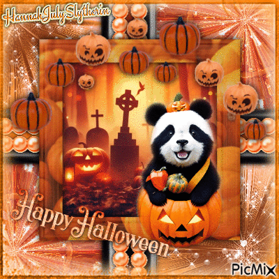 {(Happy Halloween Panda)} - Δωρεάν κινούμενο GIF