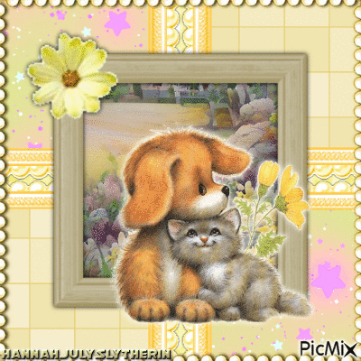 ♠Cute Puppy & Kitten♠ - Free animated GIF
