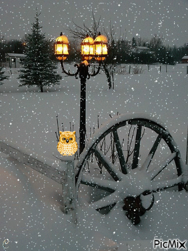 winter snowy Night - Ilmainen animoitu GIF