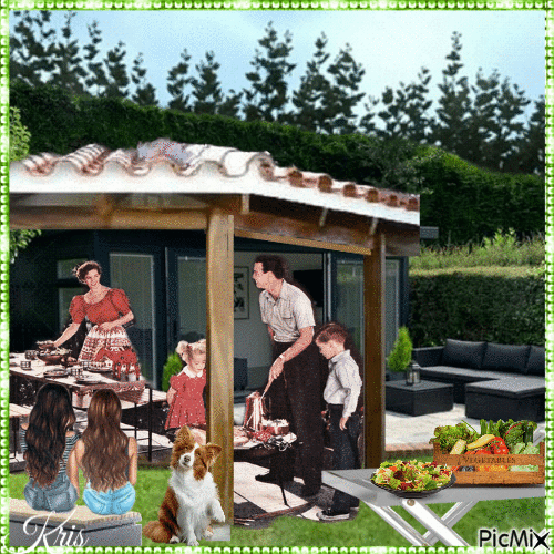 Barbecue en famille - Free animated GIF