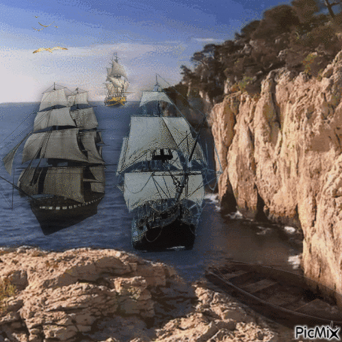 Yachts et voiliers en été - Free animated GIF