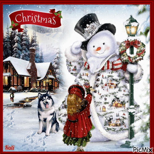 Christmas snowman - Gratis animeret GIF
