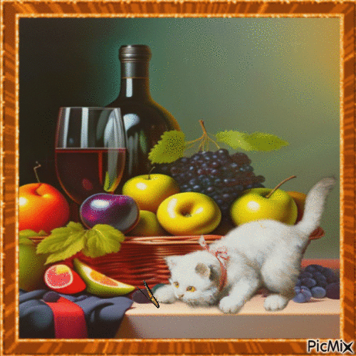 Concours : Nature morte avec un chat - Darmowy animowany GIF