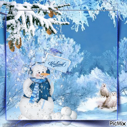 Snowman with Bird - Δωρεάν κινούμενο GIF