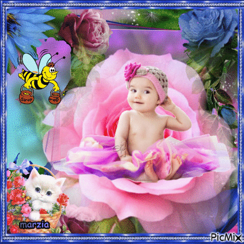 Un enfant dans une rose - Бесплатный анимированный гифка