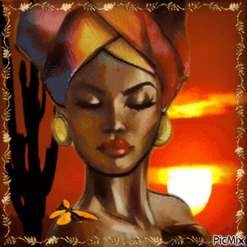 Portrait de femme en turban!!!! - Бесплатни анимирани ГИФ