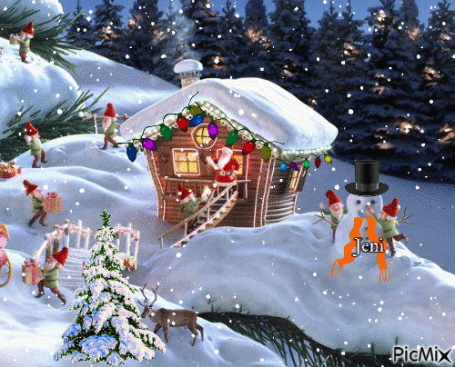 Winter Christmas Night - GIF animé gratuit