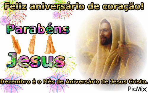 Mensagem de Aniversário - Para Jesus - Бесплатный анимированный гифка