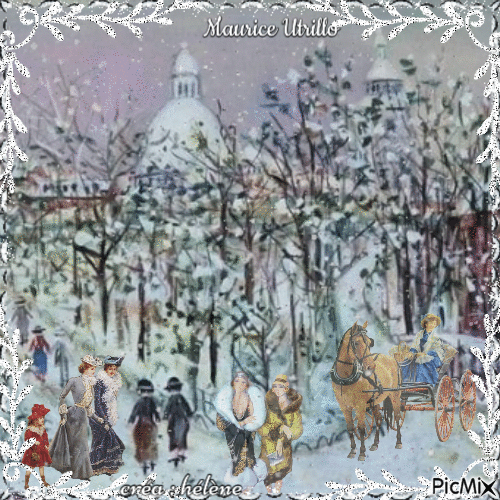 Montmartre sous la neige  - vintage - GIF animate gratis