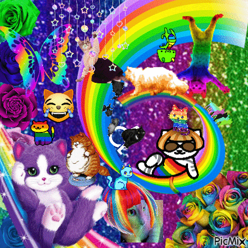 rainbow cats - Gratis animeret GIF