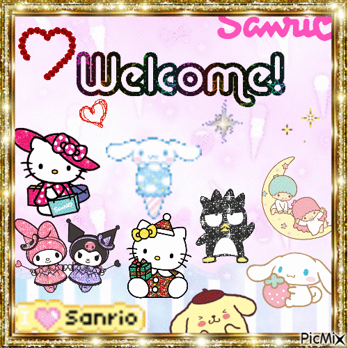 welcome sanrio - Gratis animerad GIF