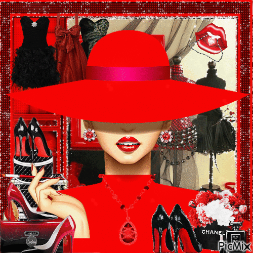 Lady in a Red hat - Ücretsiz animasyonlu GIF