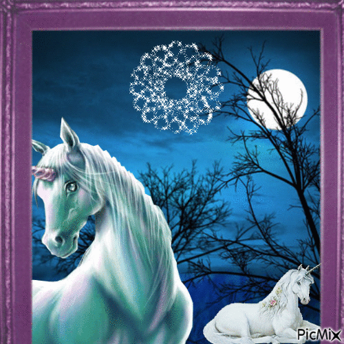 unicorn at night - Ingyenes animált GIF