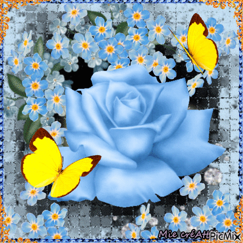 Fleurs bleues :) - Бесплатный анимированный гифка