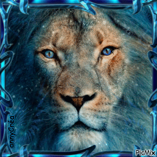 Blue lion - GIF animé gratuit