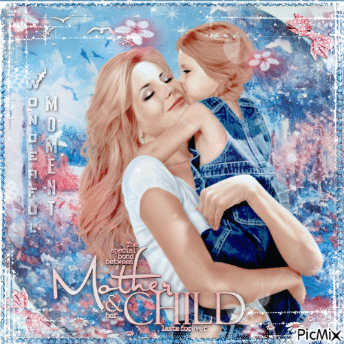 Mother and child on a blue background - Nemokamas animacinis gif