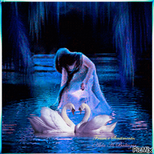 A mulher e os cisnes - Безплатен анимиран GIF