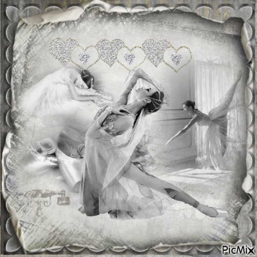 ballerine ton blanc et gris - GIF animado grátis