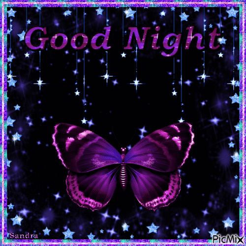 Good Night Butterfly and Stars - Free animated GIF