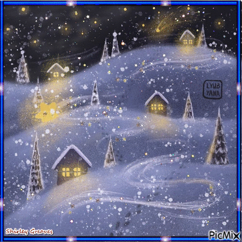 Winter night - Бесплатни анимирани ГИФ