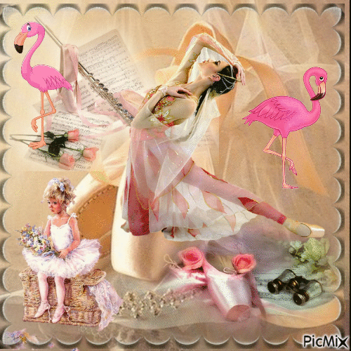 la ballerine et flamand rose - Bezmaksas animēts GIF