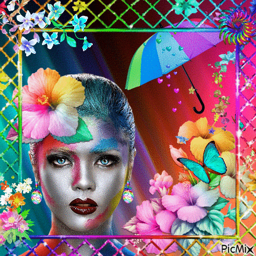 Art - Portrait de femme de toutes les couleurs - Ücretsiz animasyonlu GIF