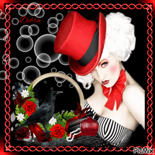 Lady In A Red Hat - GIF animate gratis
