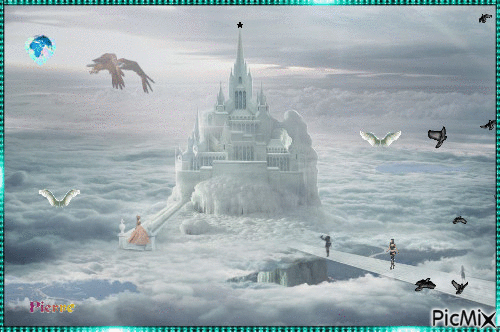 château dans les nuages - GIF animé gratuit