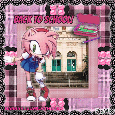 (♣)Amy Rose in Back to School!(♣) - Бесплатный анимированный гифка
