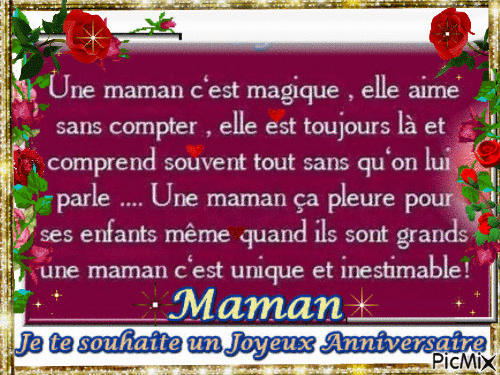 joyeux anniversaire maman - Бесплатный анимированный гифка