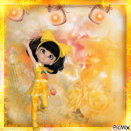 Cookie Doll peach yellow - Free animated GIF
