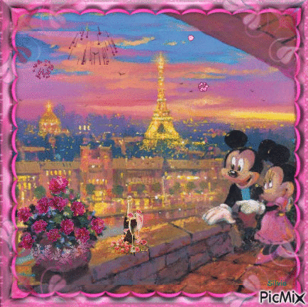 Mickey e Minie em Paris - Darmowy animowany GIF