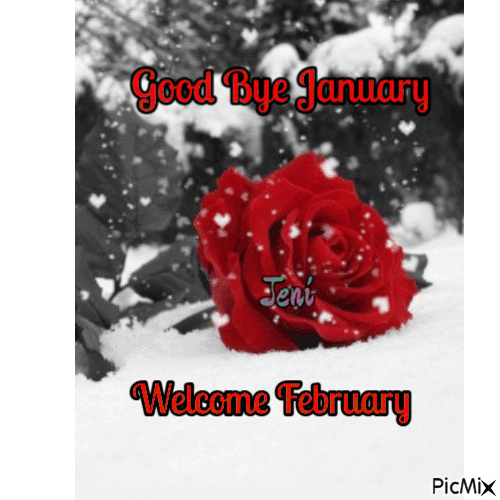 Good Bye January Welcome February - GIF animasi gratis