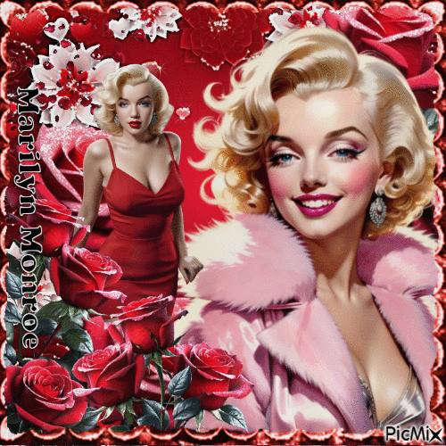 Marilyn in Pink oder Rot - Darmowy animowany GIF