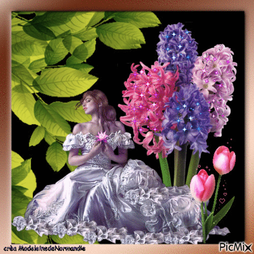 les jacinthes, fleurs de printemps - GIF animado grátis