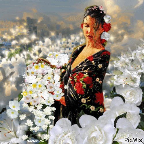 White flowers - Бесплатный анимированный гифка