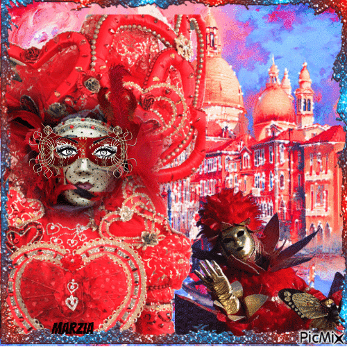 carnevale di Venezia - toni rossi - Zdarma animovaný GIF